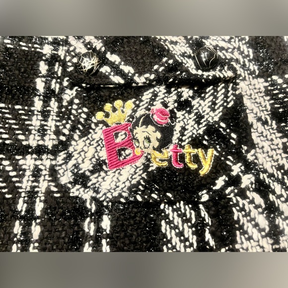 Betty Boop Sparkly Black Plaid Pleated Wool Blend Mini Skirt • 30 waist • Large - Picture 11 of 16